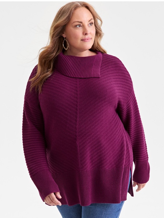 Style & Co. Sweaters - Plum Ribbed Sweater with  Envelope-Neck by Style & Co. NWT
